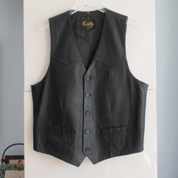 Scully Leather Harley Davidson Patch Men Vest X Large Pockets Fully Lined Black - Picture 3 of 15